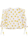 CAROLINE CONSTAS GABRIELLA OFF-THE-SHOULDER POLKA-DOT COTTON TOP