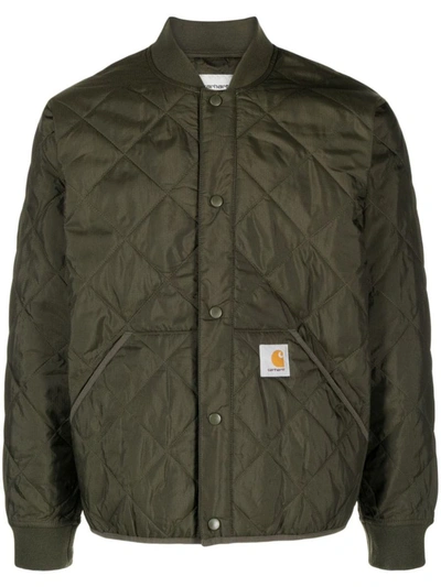 Carhartt Barrow Liner Logo-patch Quilted Bomber Jacket In Green