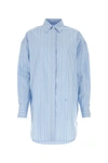 Off-white Striped Cotton-poplin Shirtdress In Lightblue