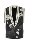 Saint Laurent Sleeveless Shirt In Printed Satin In 1095