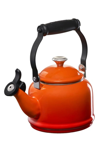 Le Creuset 2.2-quart Enameled Stainless Steel Whistling Cloche Kettle In Flame