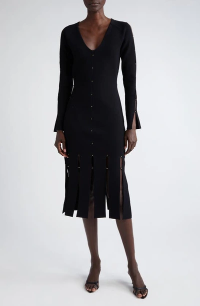 St John Knitted Midi Dress In Black