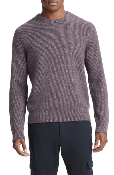 Vince Men's Boiled Cashmere Thermal Crewneck Sweater In Dark Purple Plum Combo