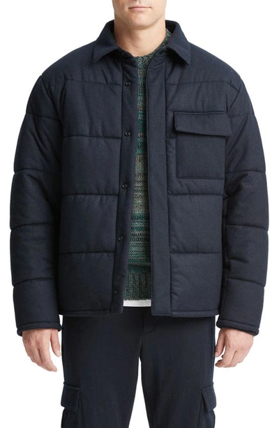 Vince Men's Quilted Wool Shirt Jacket In Coastal