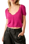 Free People Keep Me Warm Crop Top In Fuschia Festival