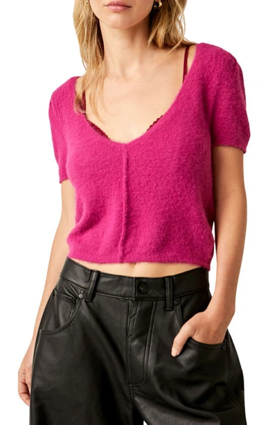 Free People Keep Me Warm Crop Top In Fuschia Festival