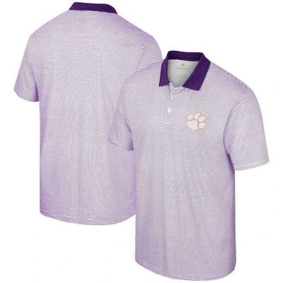 Colosseum Men's  Purple, White Clemson Tigers Print Stripe Polo Shirt In Purple,white
