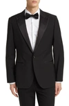 Reiss Chocolate Brown Single-breasted Wool Blend Blazer Slim Fit In Black