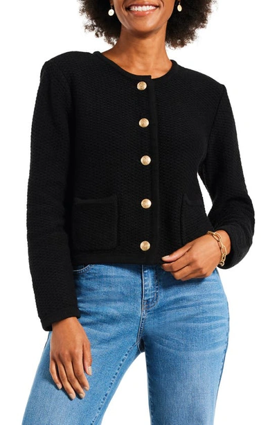 Nic + Zoe Nic+zoe Petite Gilded Texture Sweater Jacket In Black