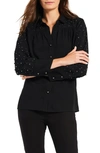 Nic + Zoe Constellation Embellished Button-up Shirt In Black Onyx