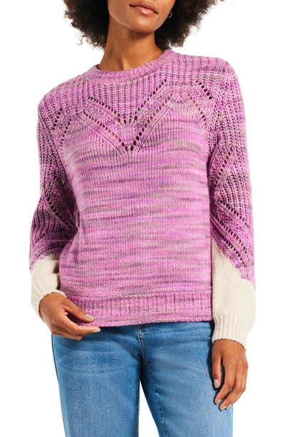 Nic + Zoe Winter Warmth Cotton Blend Sweater In Pink Multi