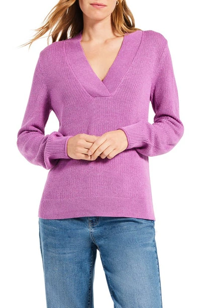 Nic + Zoe Women's Deep Dive V-neck Sweater In Pink
