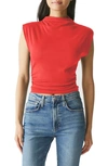 MICHAEL STARS AMARA RUCHED COWL NECK RIB T-SHIRT