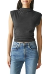 MICHAEL STARS AMARA RUCHED COWL NECK RIB T-SHIRT