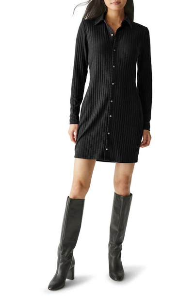 Michael Stars Kayla Button Down Sweater Dress In Black