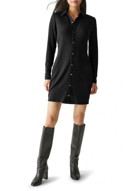 Michael Stars Kayla Button Down Jumper Dress In Black