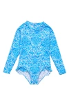 SNAPPER ROCK KIDS' SANTORINI BLUE LONG SLEEVE SURF SUIT