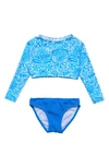Snapper Rock Toddler, Child Girl Santorini Blue Crop Ls Rash Set In Blue