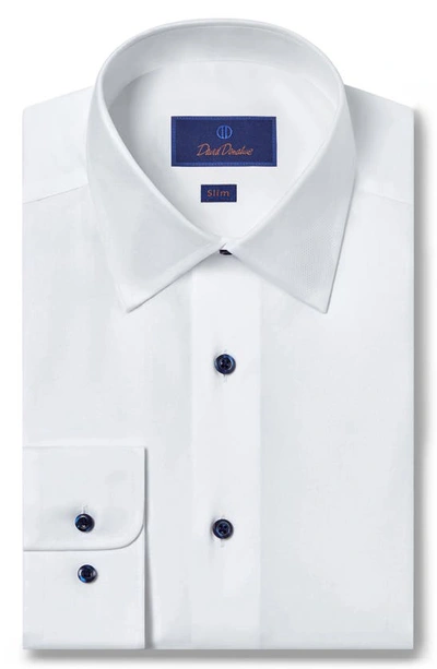 DAVID DONAHUE DAVID DONAHUE SLIM FIT SOLID TWILL DRESS SHIRT