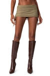 Edikted Women's Joy Sheer Mesh Drawstring Mini Skirt In Olive