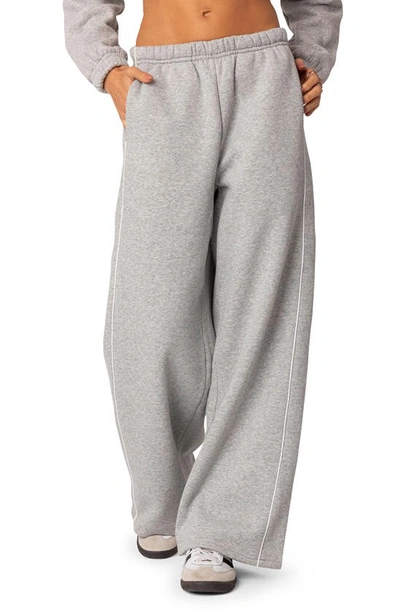 Edikted Autumn Cotton Blend Sweatpants In Gray-melange