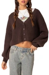 Edikted Women's Sabrina Chunky Knit Cropped Cardigan In Brown