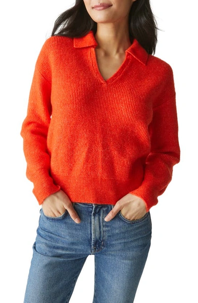 Michael Stars Stevie Collard Pullover In Tangerine