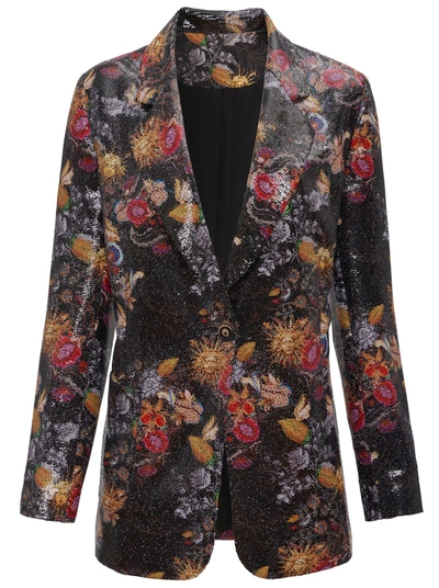 Robert Graham Dylan Single-button Floral-print Sequin Jacket In Multi