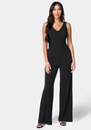 Bebe V-neck Scuba Jumpsuit In Black