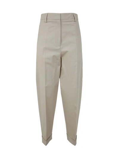 Alberto Biani Stretch High Waist Trouser In Nude & Neutrals