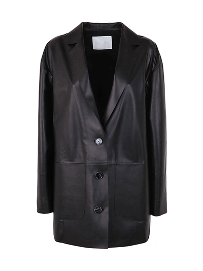 Drm Boxy Leather Blazer In Black