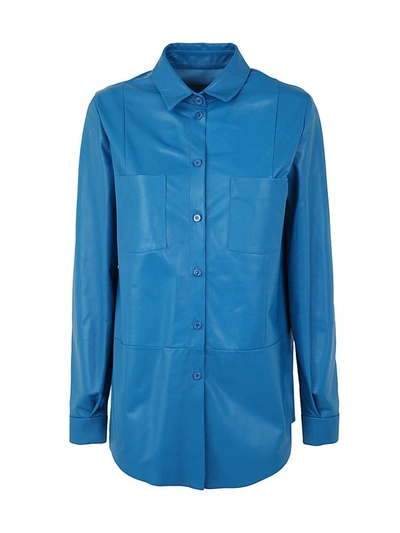 Drm Leather Shirt In Blue