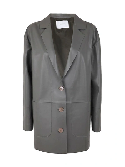Drm Boxy Leather Blazer In Green