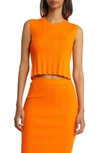 Frame Orange Cutout Tank Top In Bright Tangerine