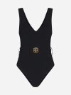 Tory Burch Miller Plunge One-piece Swimsuit In Black