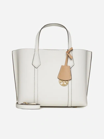 Tory Burch Shopping Perry Small Triple-compartment Ivory Leather Tote