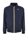 K-way Hooded Jacket With Side Pockets And Cuffs In Blue