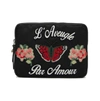 GUCCI GUCCI WOMEN'S BLACK TECHNO CANVAS EMBROIDERED BUTTERFLY IPAD CASE CLUTCH