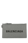 BALENCIAGA BALENCIAGA WOMAN GREY FABRIC CARD HOLDER