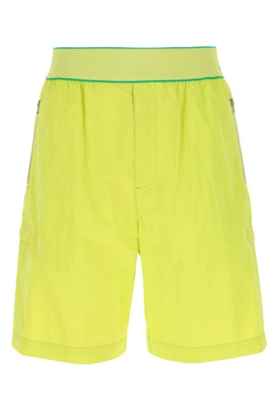 BOTTEGA VENETA BOTTEGA VENETA MAN ACID GREEN NYLON BERMUDA SHORTS