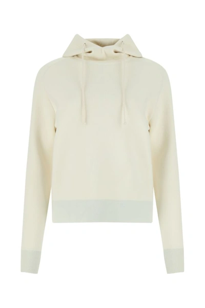 Bottega Veneta Woman Ivory Stretch Wool Blend Sweatshirt In White