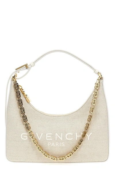 Givenchy Moon Cut Out Small Canvas Shoulder Bag In Cream
