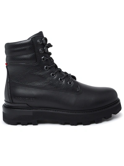 Moncler Man  Peka Black Leather Lace-up Boots
