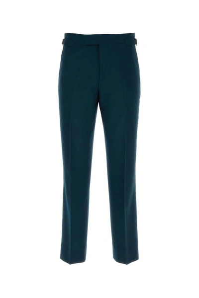 Vivienne Westwood Pantalone Sang In Lana Petrolio Uomo In Blue