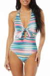 VINCE CAMUTO VINCE CAMUTO HALTER ONE-PIECE SWIMSUIT