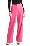 FRAME HIGH WAIST LINEN BLEND WIDE LEG TROUSERS