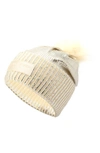 Kurt Geiger Foil Overlay Beanie In Ivory/silver