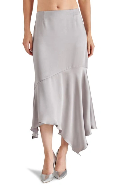 Steve Madden Lucille Satin Asymmetric Midi Skirt In Beige