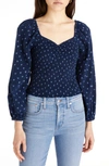 Madewell Lucille Balloon Sleeve Smocked Top In Classic Indigo