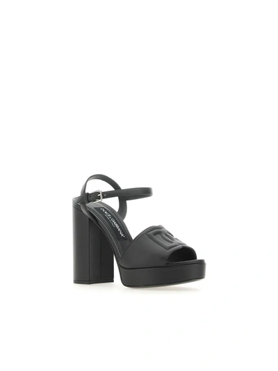 Dolce & Gabbana Ankle Strap Block Heel Sandals In Nero